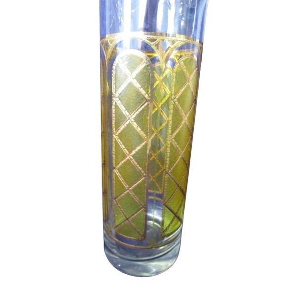 Mid Century Cocktail Martini Drinks Pitcher Set Stained Glass Yellow Gold EUC - Picture 8 of 16